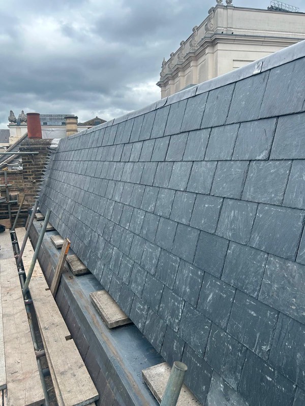 Long slate roof run, finished
