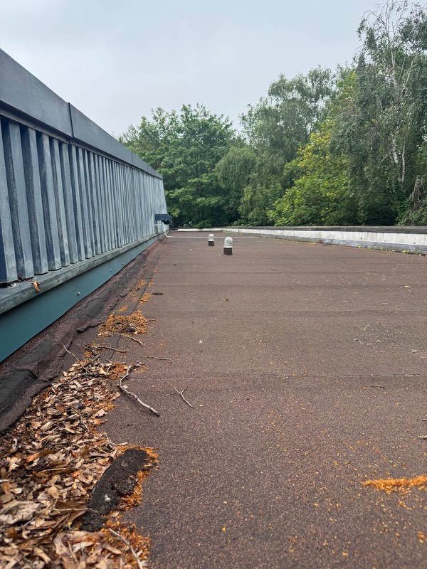 Flat roof needing a clear and clean
